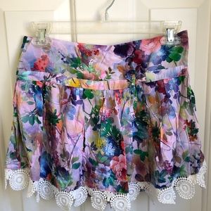 LF Paper Heart Floral Skort with Crochet Detail